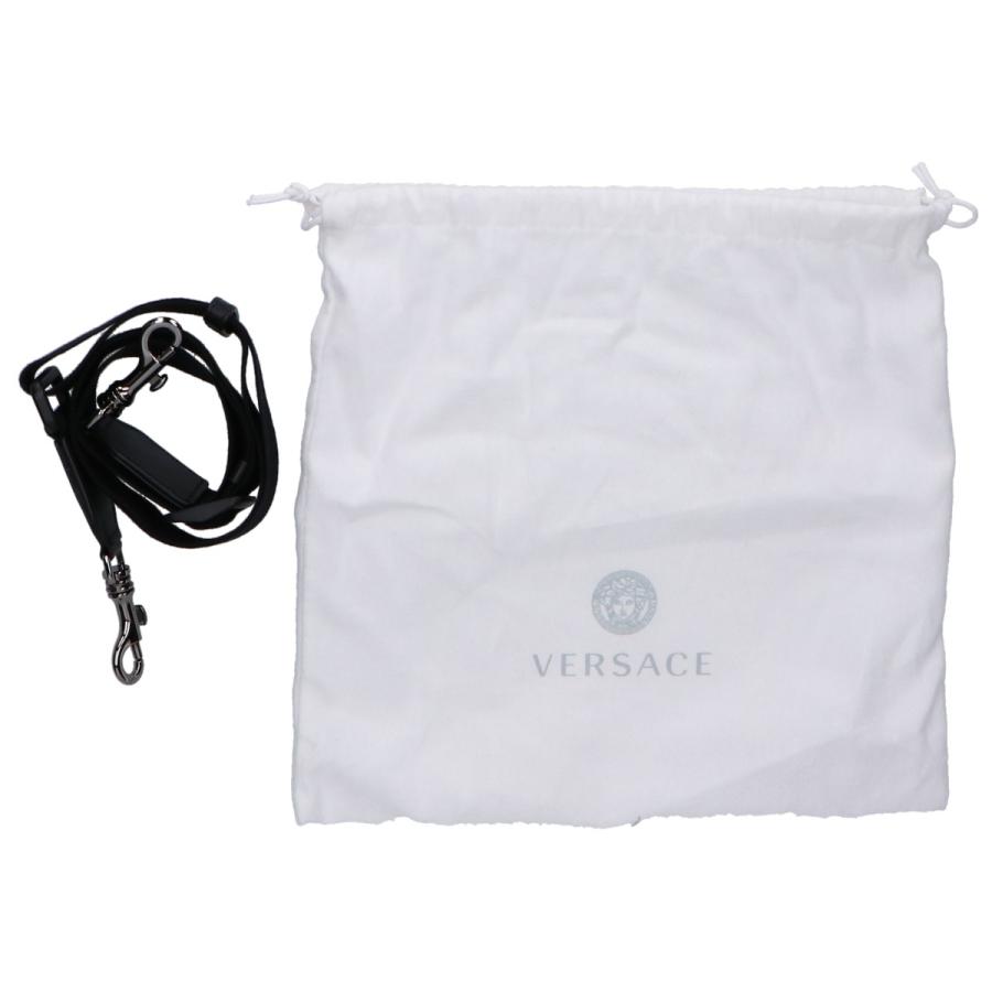 新品同様/ Versace ヴェルサーチ 1011796 レザーxキャンバス グレカ 