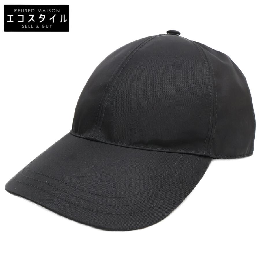 PRADA プラダ リナイロン キャップ 三角プレート ロゴ ブラック 帽子