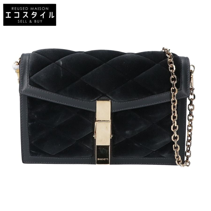 美品/ ZANCHETTI ザンケッティ キルティングベルベット スクエア 