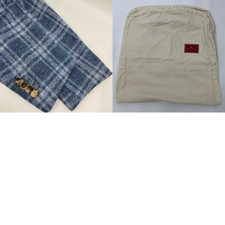 ETRO エトロ 181-1187Q-1061 ブルー チェック 裏地カエルプリント 2B  