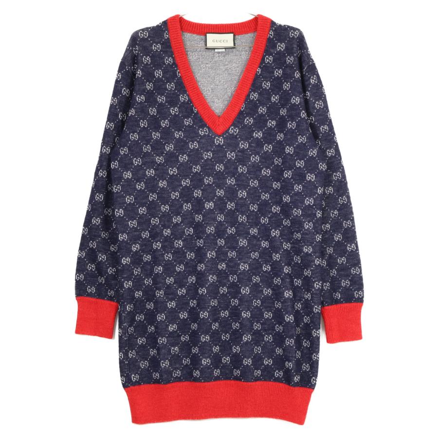 GUCCI 美品/国内正規 グッチ 543428 X9Z76 GG総柄 ウールxアルパカ V  