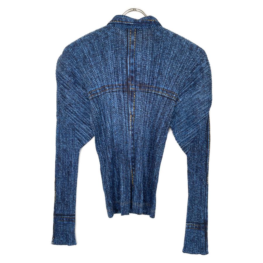 ＊美品＊　プリーツプリーズ　ダークブルー ストライプ デニム風シャツ 美品＊ プリーツプリーズ ダークブルー ストライプ デニム風