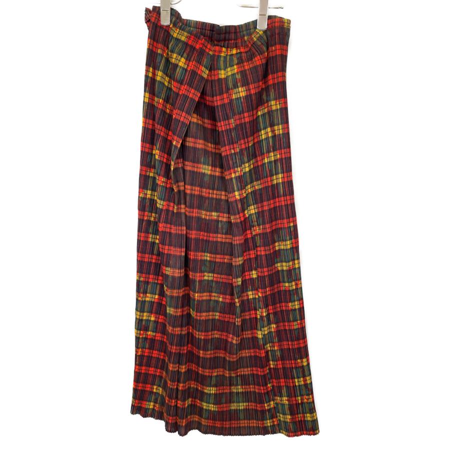 【美品】PLEATS PLEASE スカート PP64-JG451 サイズ2 PLEATS PLEASE プリーツプリーズ PP64-JG444 オレンジ系マルチカラー