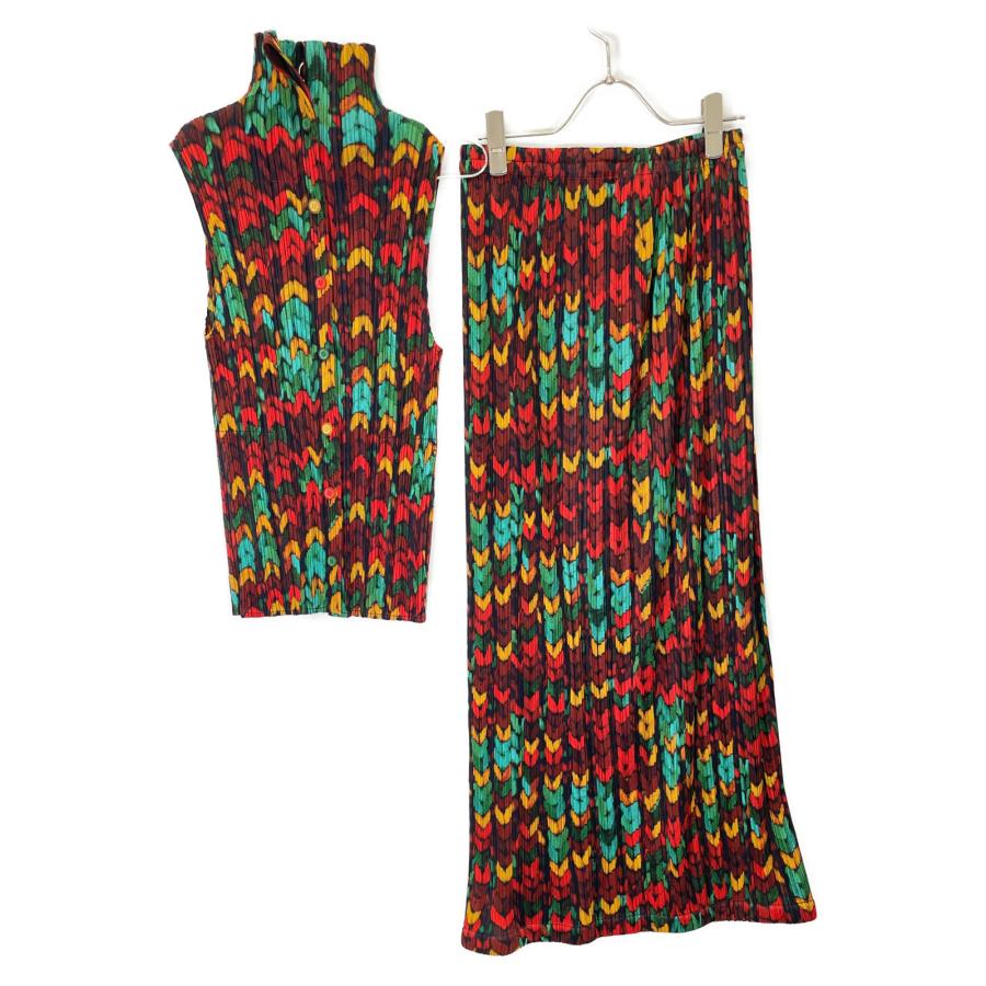 PLEATS PLEASE プリーツプリーズ マルチカラー ケーブル転写  