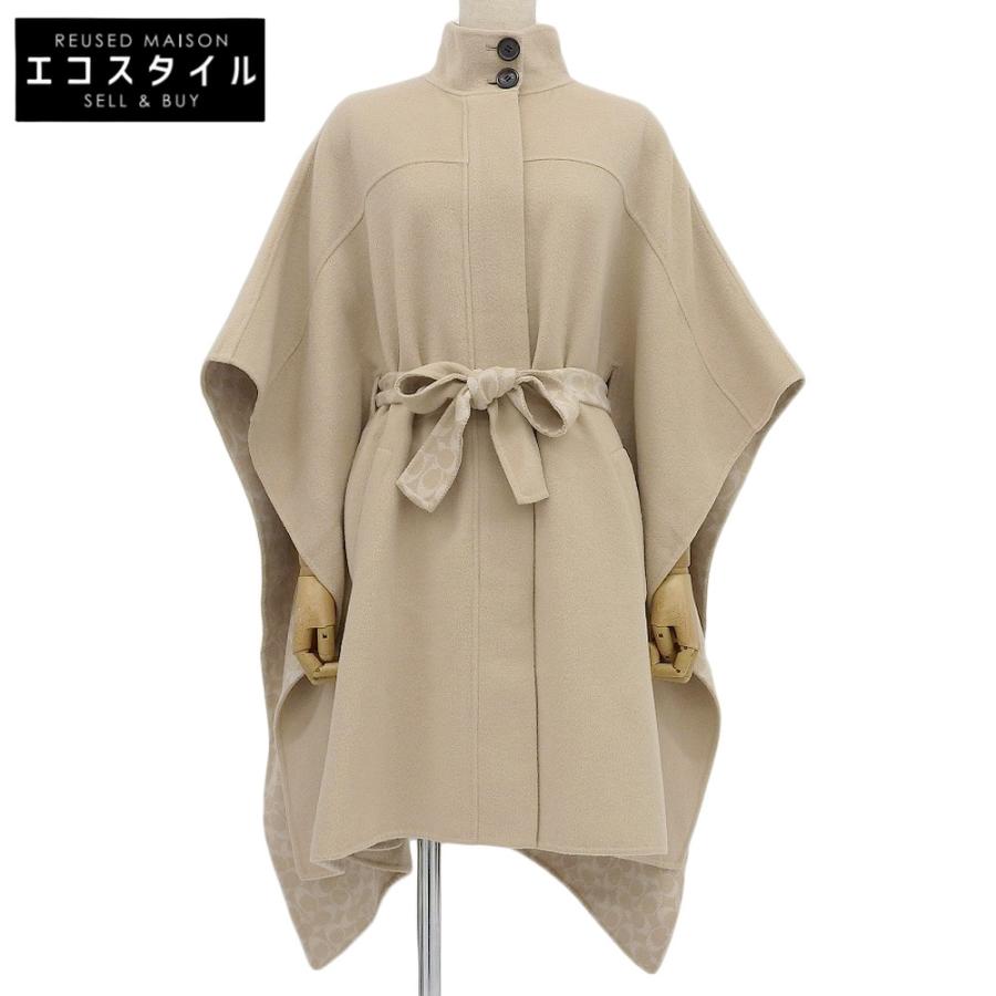 COACH 美品 コーチ ウール ベルテッドケープ レディース ベージュ XS  