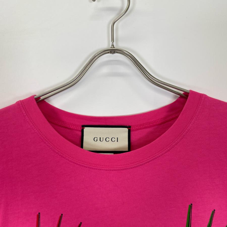 GUCCI グッチ 492347 ピンク フロントプリントTシャツ XS トップス  