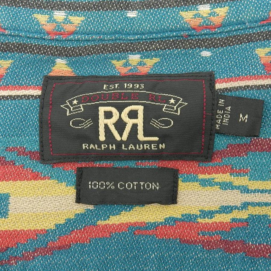 ダブルアールエル RRL ダブルアールエル コットン インディアン ネイティブ柄 ロングスリーブ シャツ トップス メンズ ブルー系 M M RRL ダブルアールエル コットン インディアン ネイティブ柄 ロング