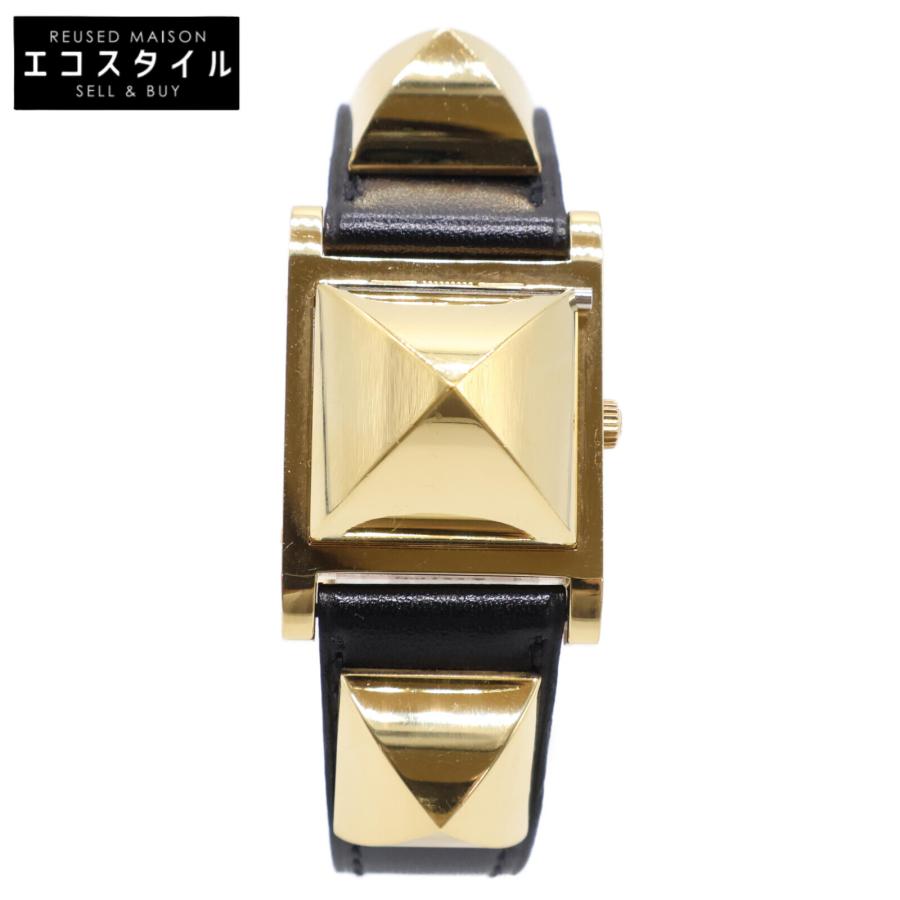 HERMES エルメス 11.01 ○Y刻 メドール レザーベルト クオーツ 腕時計 