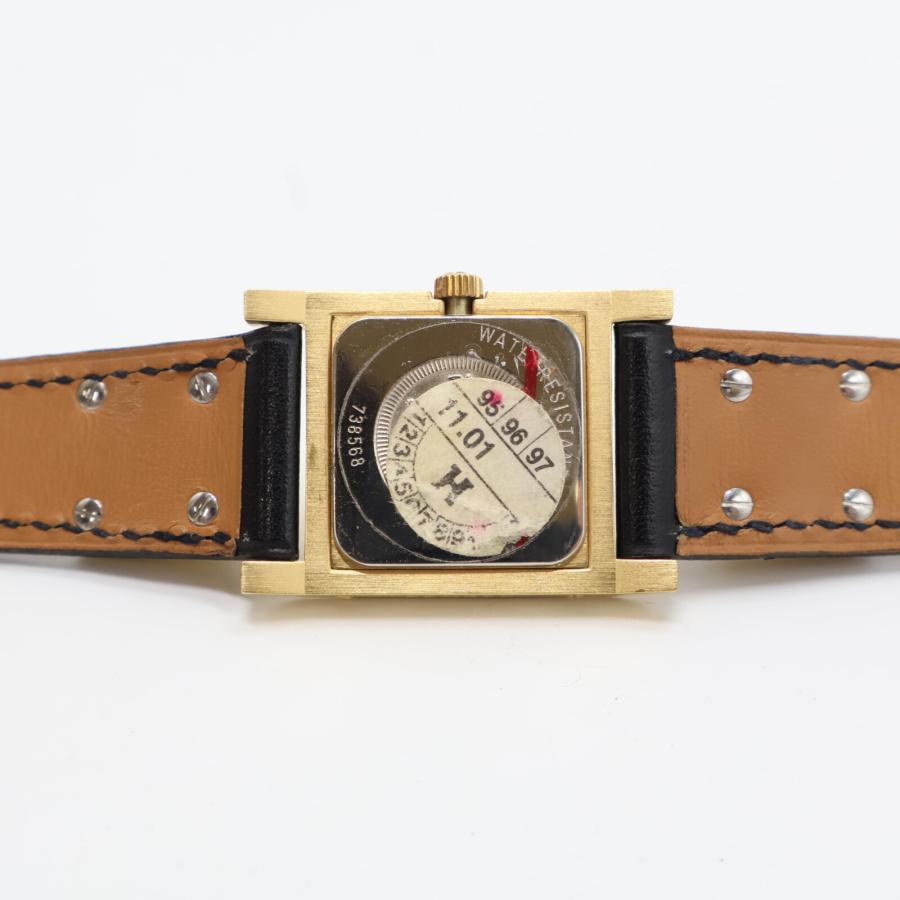 HERMES エルメス 11.01 ○Y刻 メドール レザーベルト クオーツ 腕時計  
