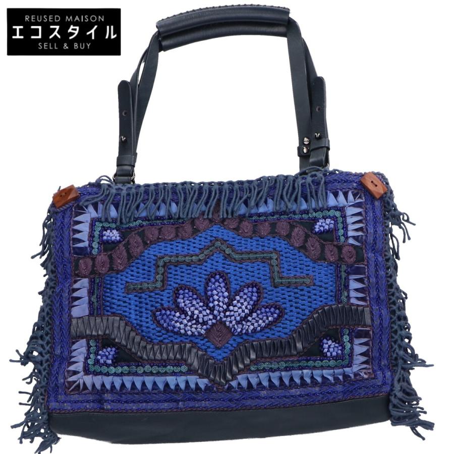 美品/ JAMIN PUECH ジャマンピュエッシュ 刺繍xビーズ フリンジ  