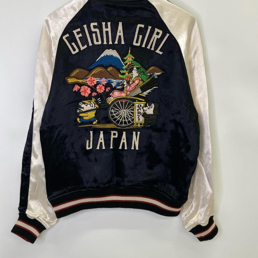 ステュディオダルチザン 4419 ブラック×ブル- 歌舞伎刺繍 リバーシブルサテンスカジャン 36 STUDIO D'ARTISAN 4419 ブラック×ブル- 歌舞伎刺繍 リバーシブルサテン
