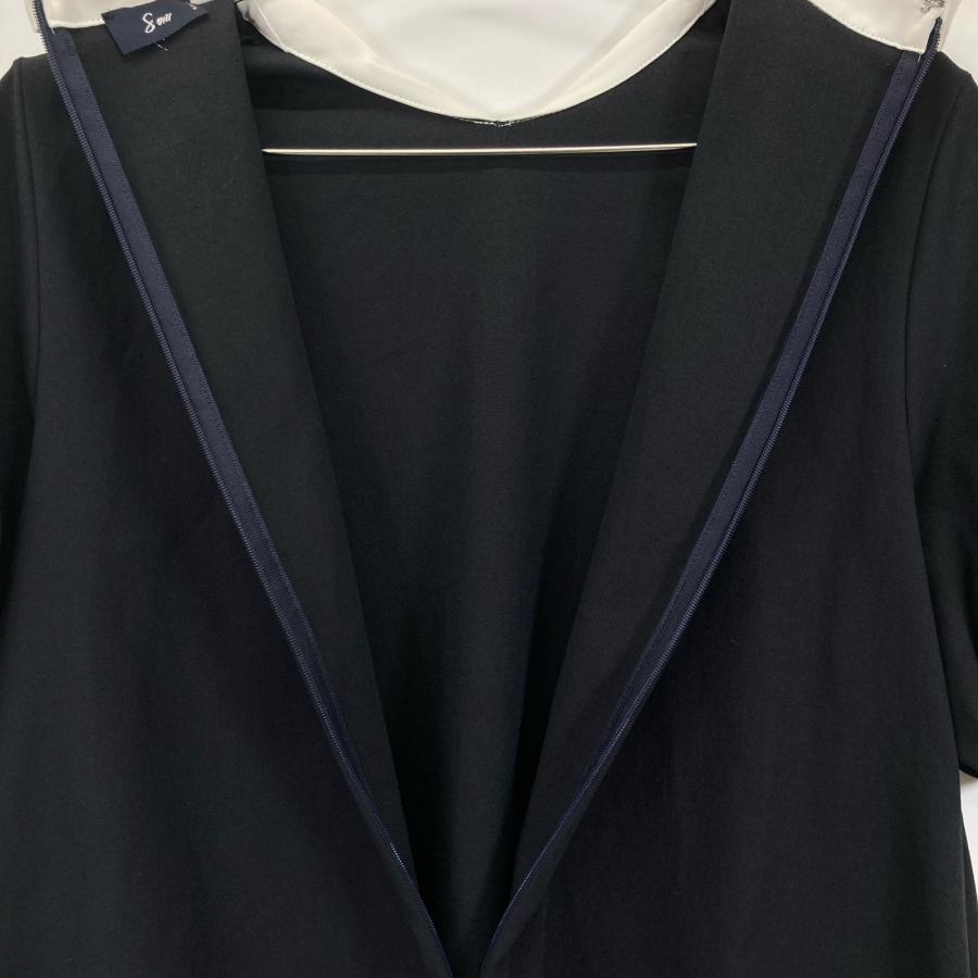 Sono ソーノ ブラック×ホワイト リネン混 フェイクパール バイカラー  