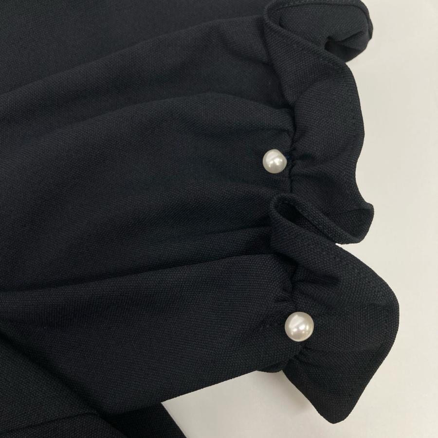 Sono ソーノ ブラック×ホワイト リネン混 フェイクパール バイカラー  