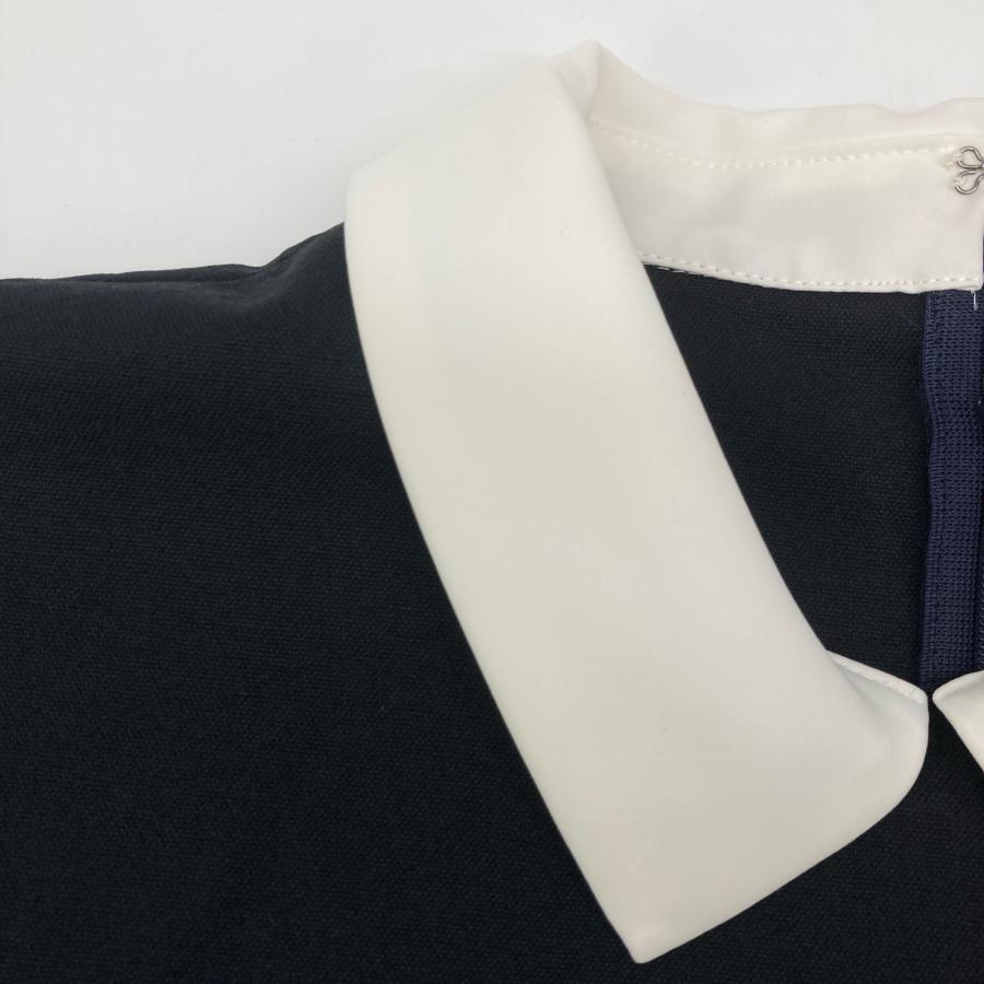 Sono ソーノ ブラック×ホワイト リネン混 フェイクパール バイカラー  