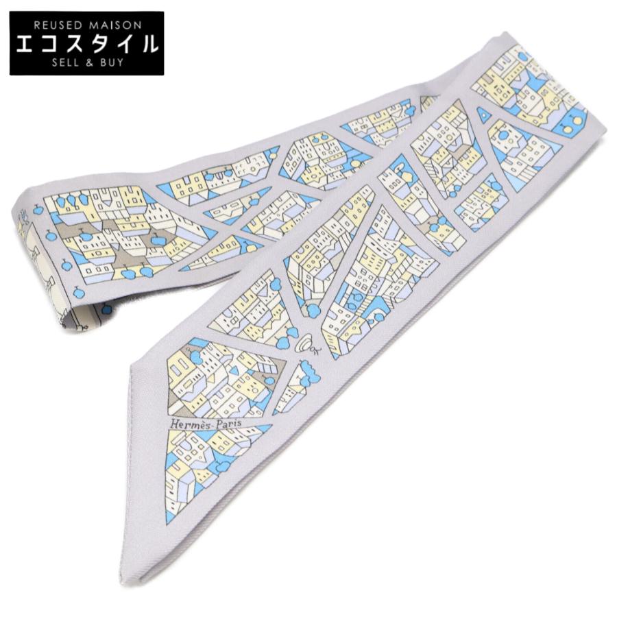 エルメス　ツイリー　 右岸と左岸　シルク 美品/ HERMES エルメス Rive Droite Gauche 右岸と左岸 街並み