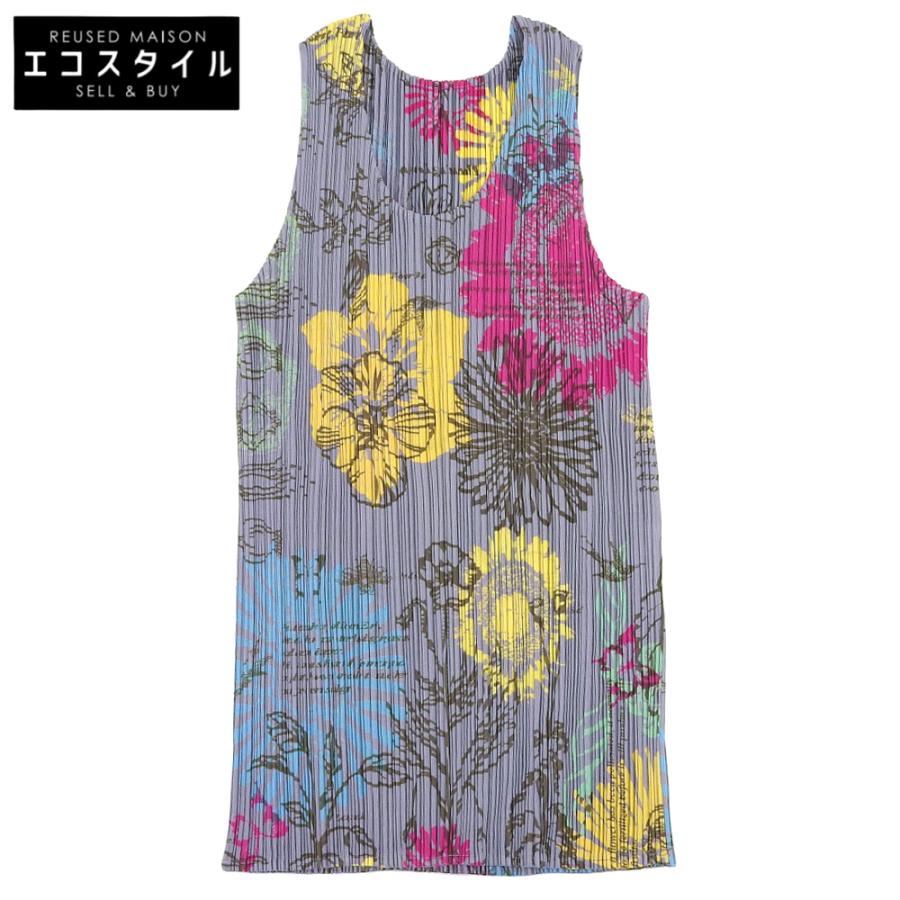 美品 PLEATS PLEASE プリーツプリーズ フラワープリーツノースリーブ