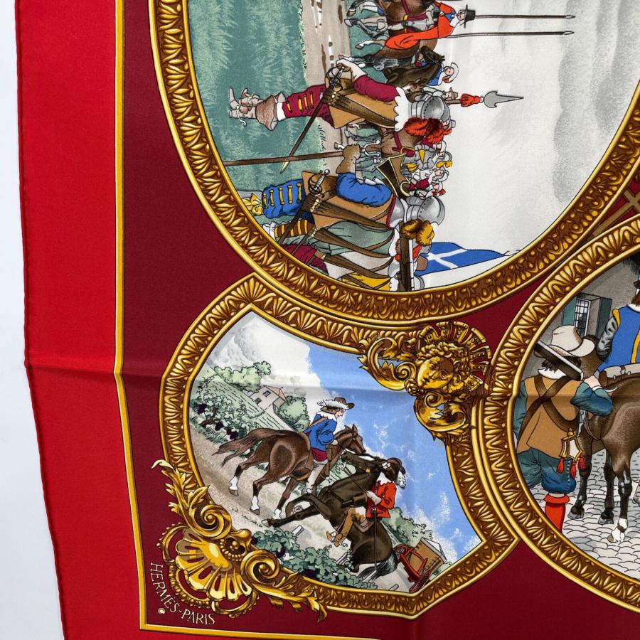 美品/ HERMES エルメス Les Trois Mousquetaires 三銃士 カレ90 シルク