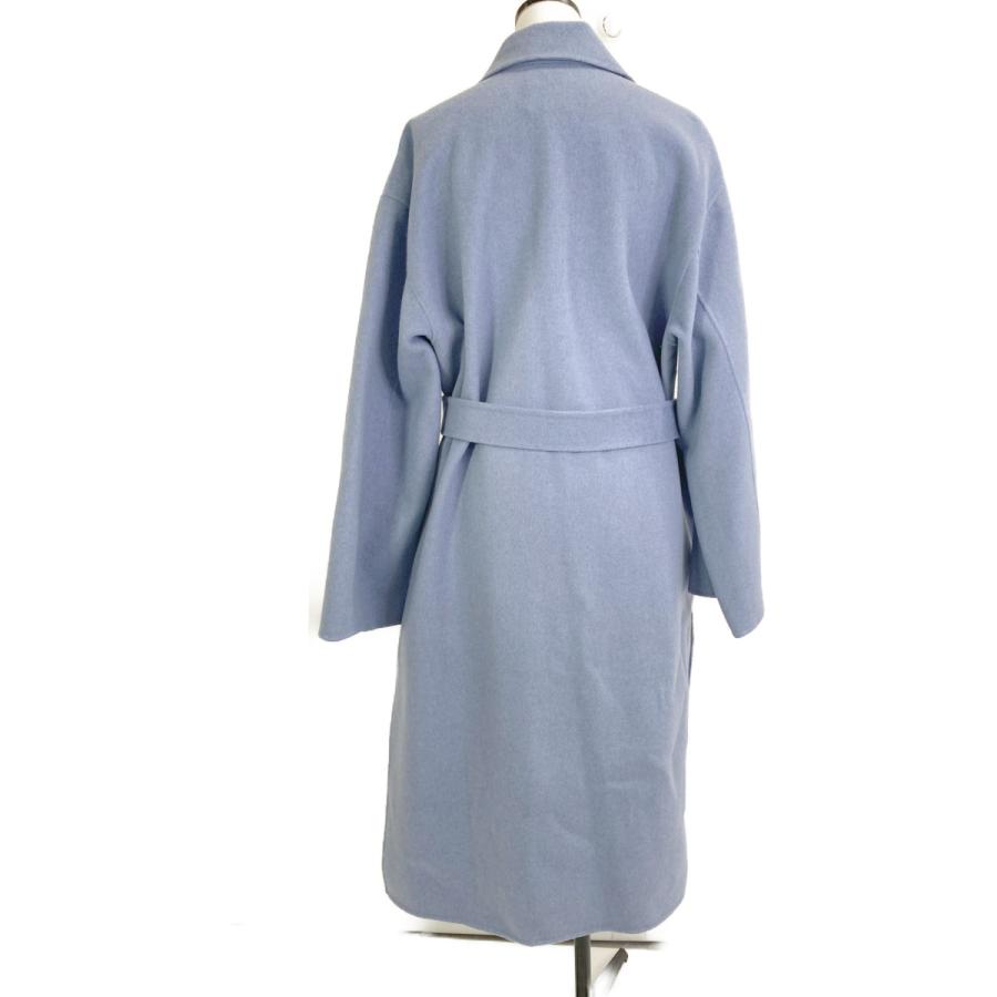 セオリー　カシミヤ　ブルーグレーコートS theory（セオリー） 美品/ 01-1409600 ウールxカシミヤ ベルト付