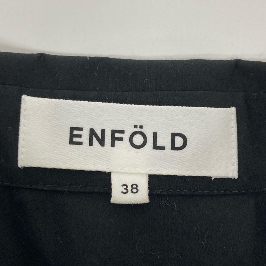 エンフォルド 24AW ﾌﾞﾗｯｸ ｺｯﾄﾝ ﾀｲﾌﾟﾗｲﾀｰ SQUARE SHIRT 38 ENFOLD（エンフォルド） 24AW ブラック コットン タイプライター