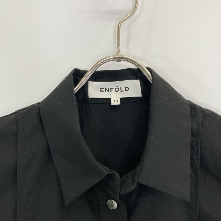 エンフォルド 24AW ﾌﾞﾗｯｸ ｺｯﾄﾝ ﾀｲﾌﾟﾗｲﾀｰ SQUARE SHIRT 38 ENFOLD（エンフォルド） 24AW ブラック コットン タイプライター