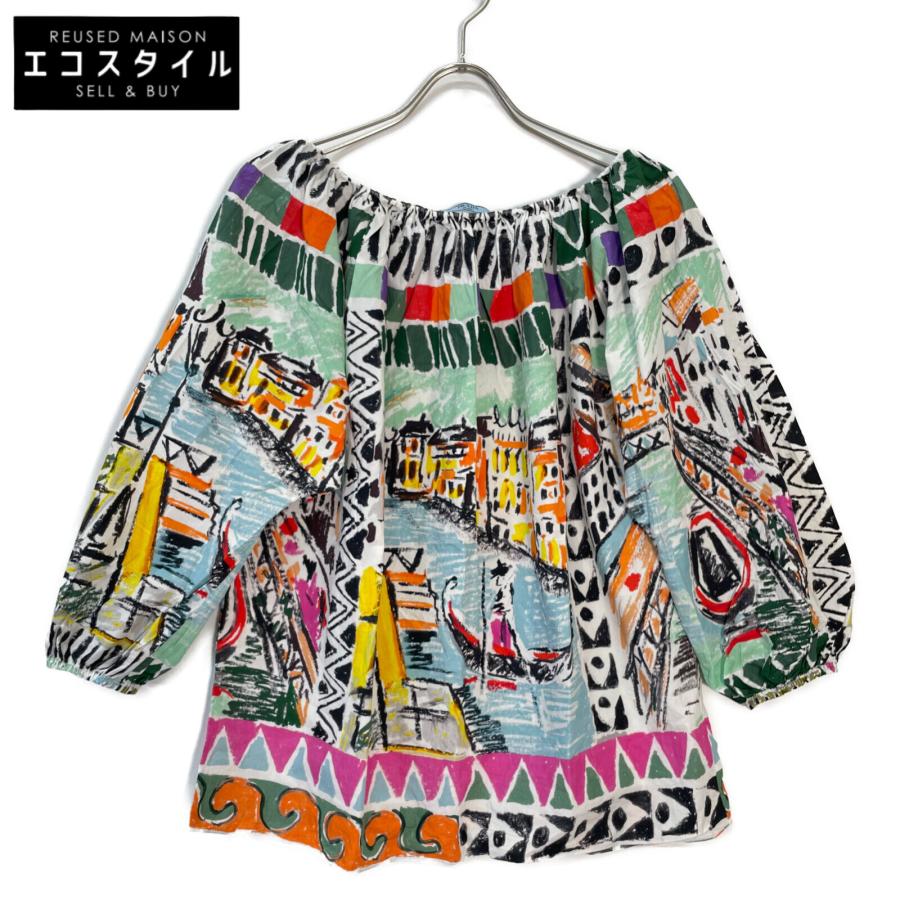 PRADA プラダ 18年製 P933F S191 マルチカラー コットン 総柄 オフ 