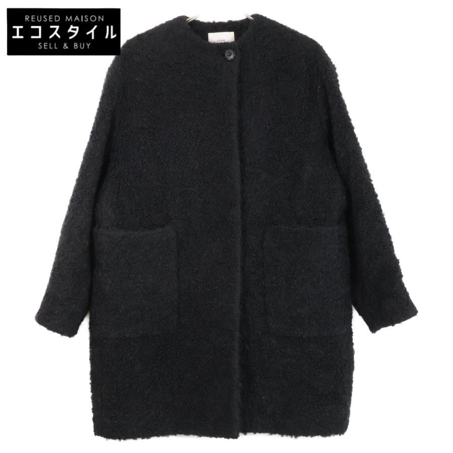 IENA イエナ 23AW ブラック ウール モヘア混 ループツイードコクーン  