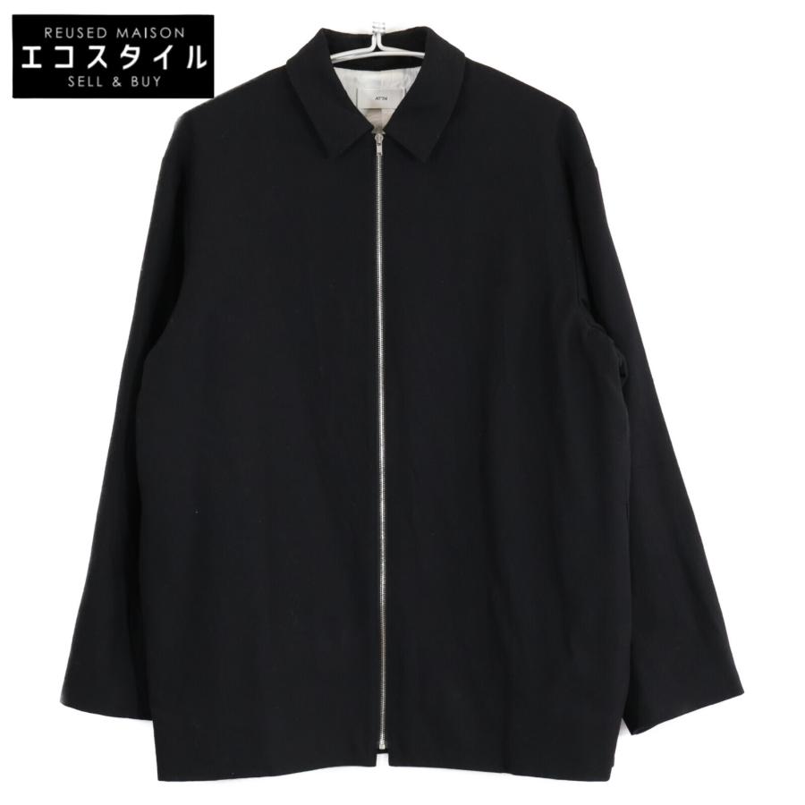 ATON エイトン 22AW ブラック ウール ステンカラージップジャケット 2