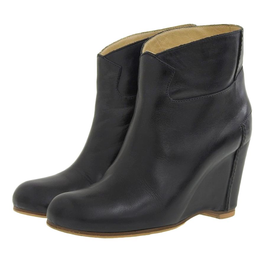 MM6 エムエムシックス レザー ウェッジソール ショート ブーツ  