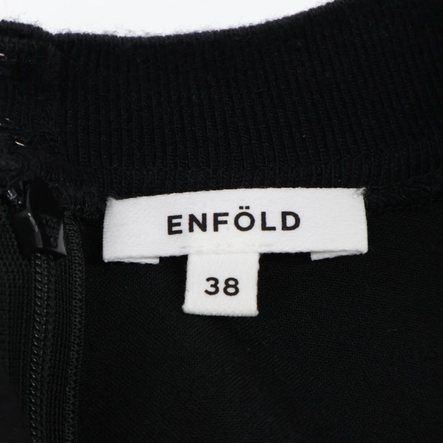 エンフォルド 24SS ﾌﾞﾗｯｸ ﾚｰﾖﾝ混 SOLID-SLEEVE PULLOVER 38 ENFOLD（エンフォルド） 24SS ブラック レーヨン混 SOLID-SLEEVE