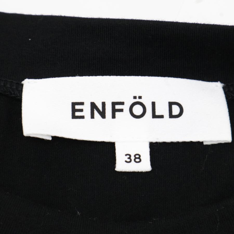 ENFOLD エンフォルド 24SS ブラック コットン アップリケ COLLAGE T 