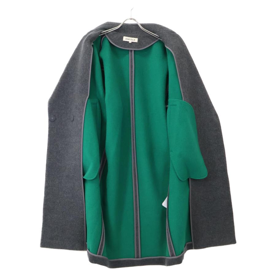 エンフォルド ENFOLD リバーコート ウール バイカラー グレー グリーン ENFOLD エンフォルド ダブルビーバー スリットチェスターコート バイ