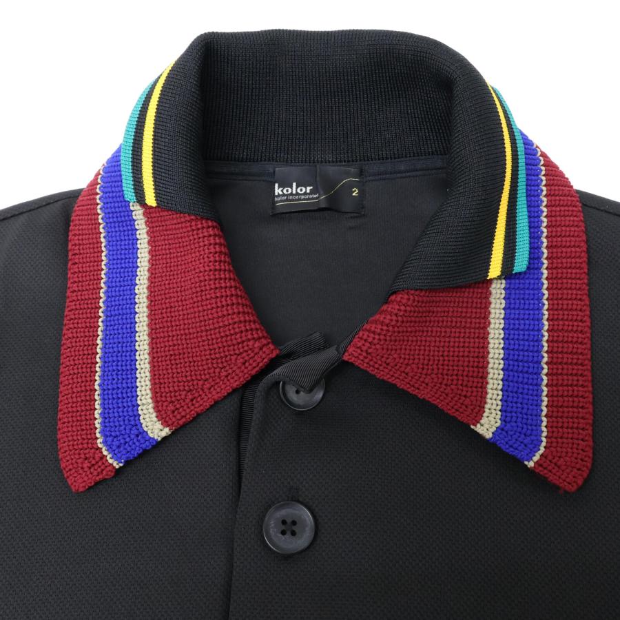 Color kolor カラー 22WCM-T07205 22AW ブラック ダブルカラー長袖 