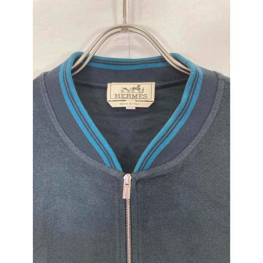 HERMES エルメス ネイビー パイル地 ジップアップジャケット XL
