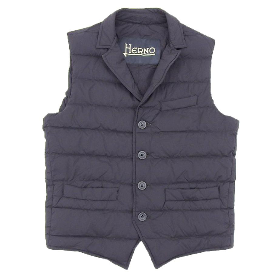HERNO（ヘルノ） ショールカラー ダウンジレ ベスト メンズ ネイビー