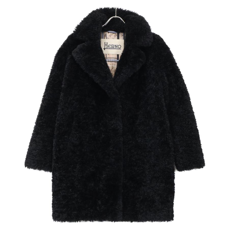 HERNO（ヘルノ） CA000500D ブラック CURLY FAUX FUR OVERSIZE FIT 