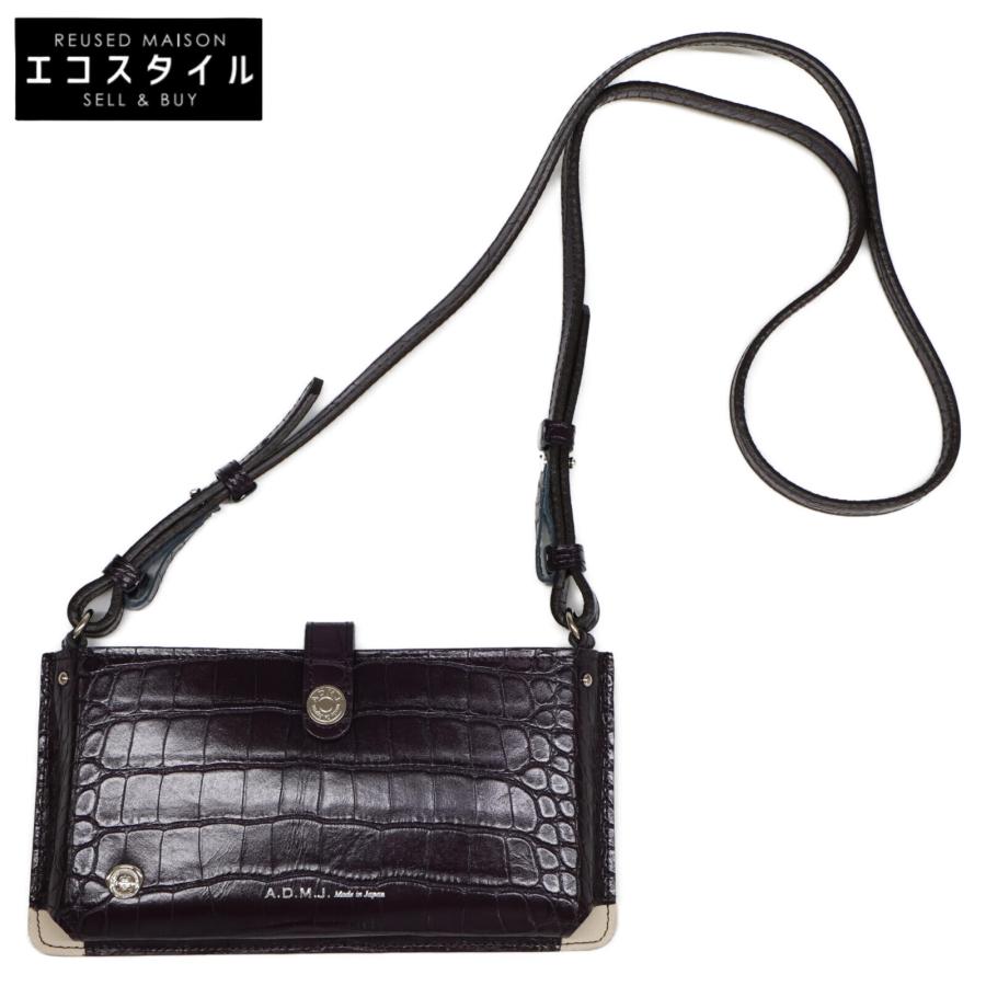 美品A.D.M.J. パイソン革 ネイビーショルダーバッグ 美品A.D.M.J. パイソン革 ネイビーショルダーバッグ