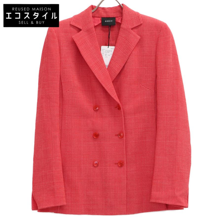 Akris（アクリス） レッド ウールレーヨン チェック ダブルブレスト 