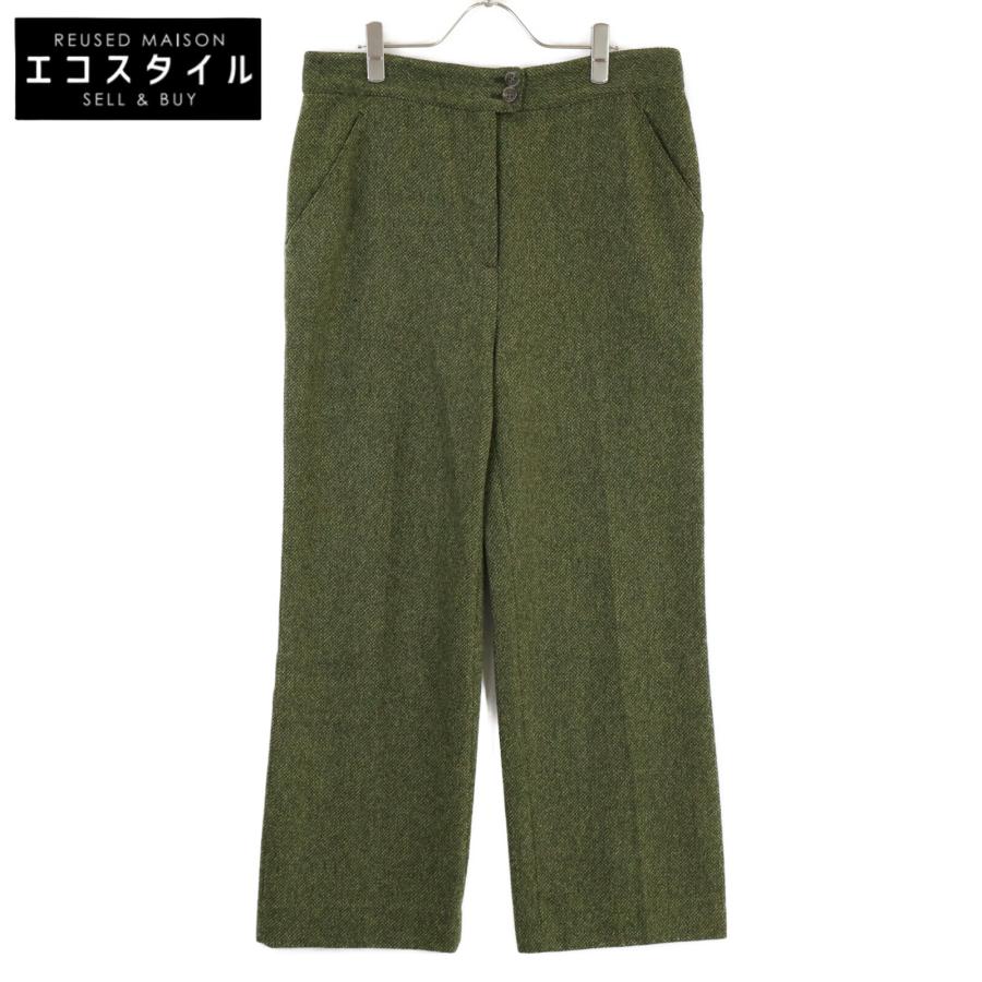 VALENTINO ヴァレンティノ グリーン ウール ヘリンボーン ワイド 
