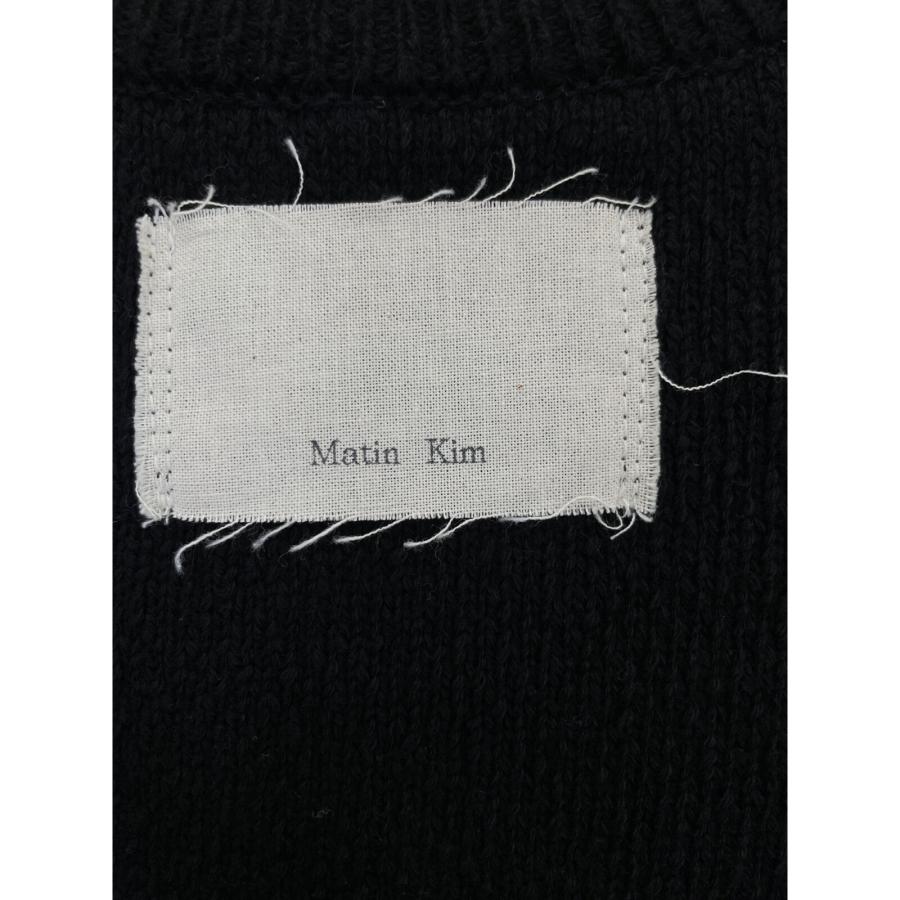 Matin Kim マーティンキム ブラック 刺繍ロゴニットジップアップ Matin Kim マーティンキム ブラック 刺繍ロゴニットジップアップ