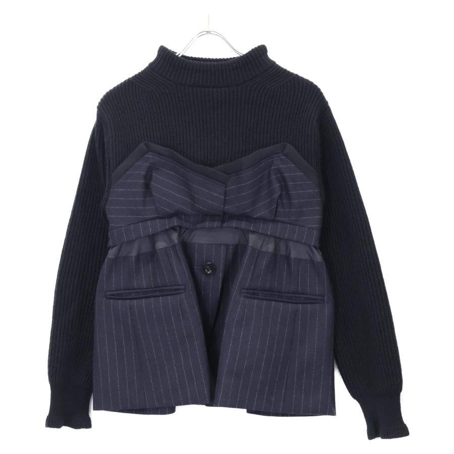 sacai サカイ 22AW 22-06328 ブラック×ネイビー Wool Knit×Chalk 