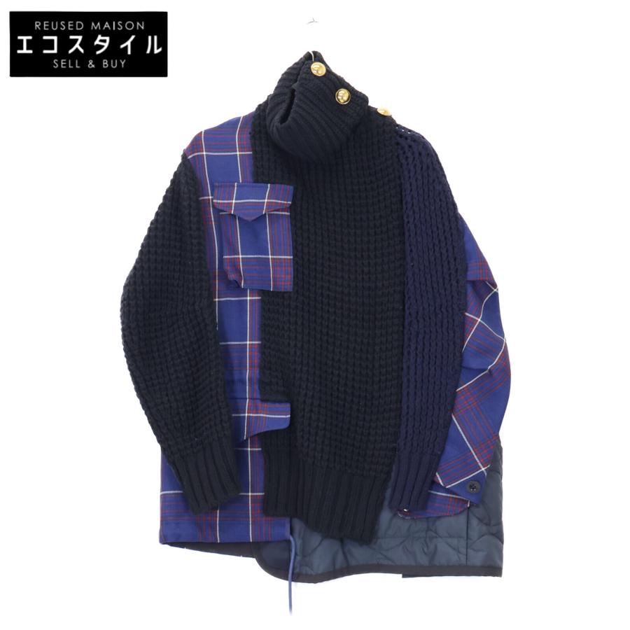 sacai（サカイ） 18AW 18-04156 ネイビー×ウール チェック切替 