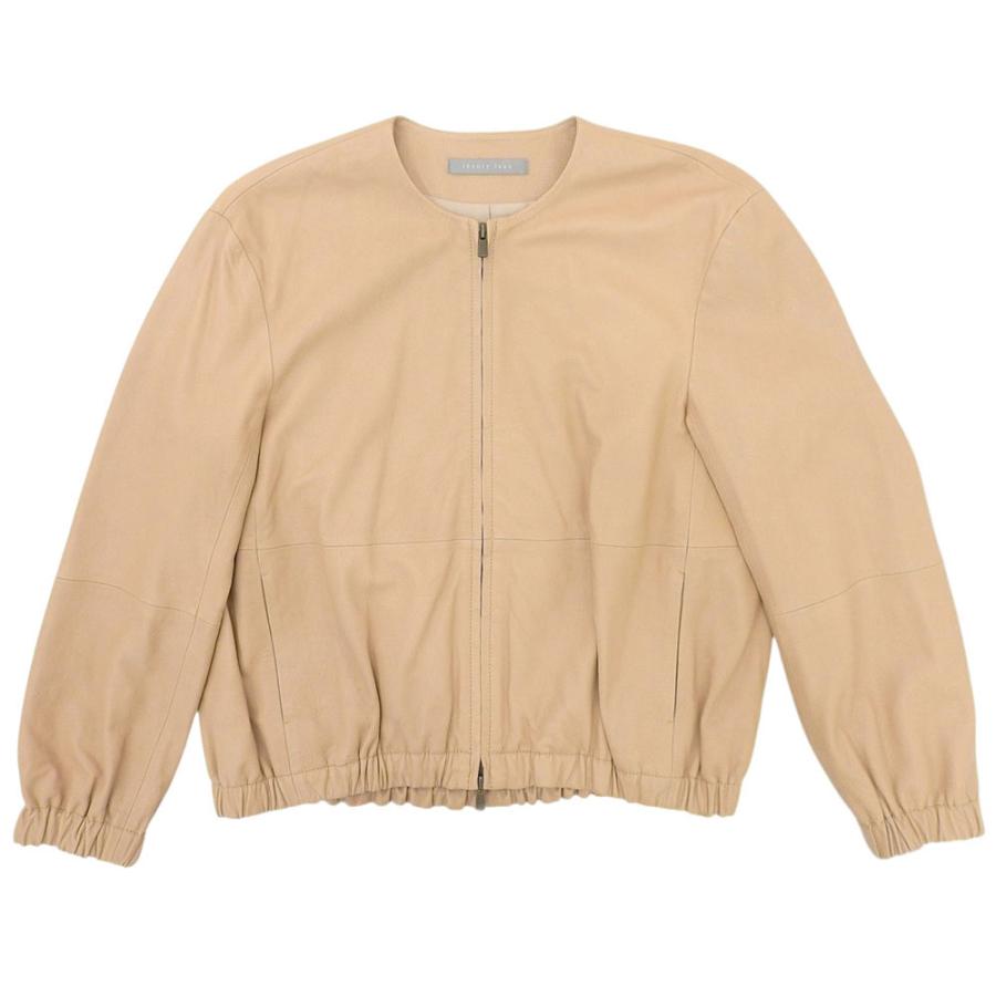 theory luxe 羊革 ノーカラーレザージャケット ベージュ 40 【公式通販】