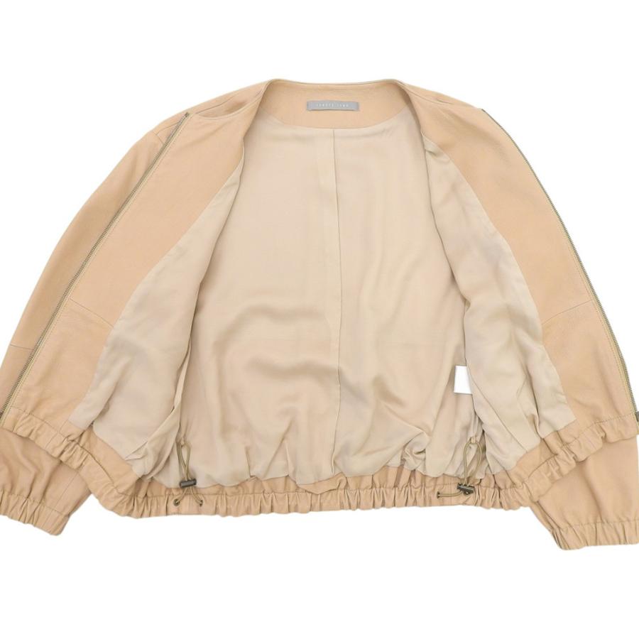theory luxe 羊革 ノーカラーレザージャケット ベージュ 40 【公式通販】