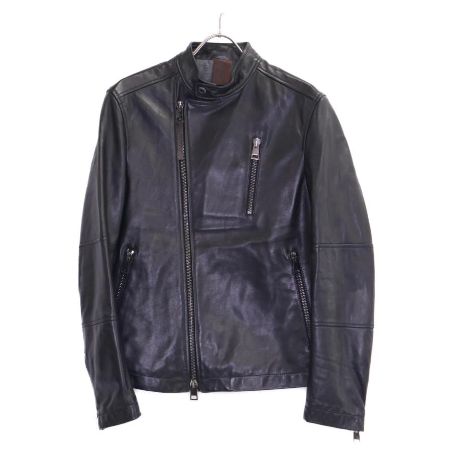 RUFFO （ルッフォ） レザージャケット ブラック ダブルポケット フード