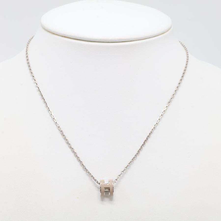 HERMES エルメス ポップH ミニ シルバー マロングラッセ ネックレス