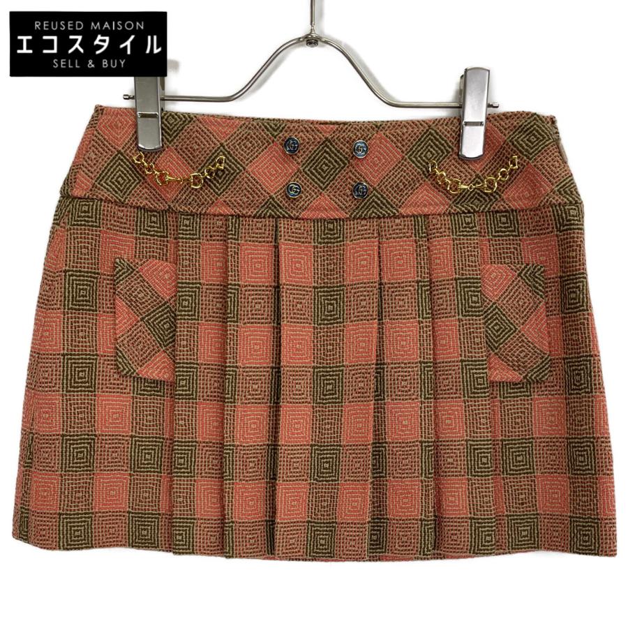 GUCCI（グッチ） 美品/国内正規 633226 チェック プリーツ 台形 