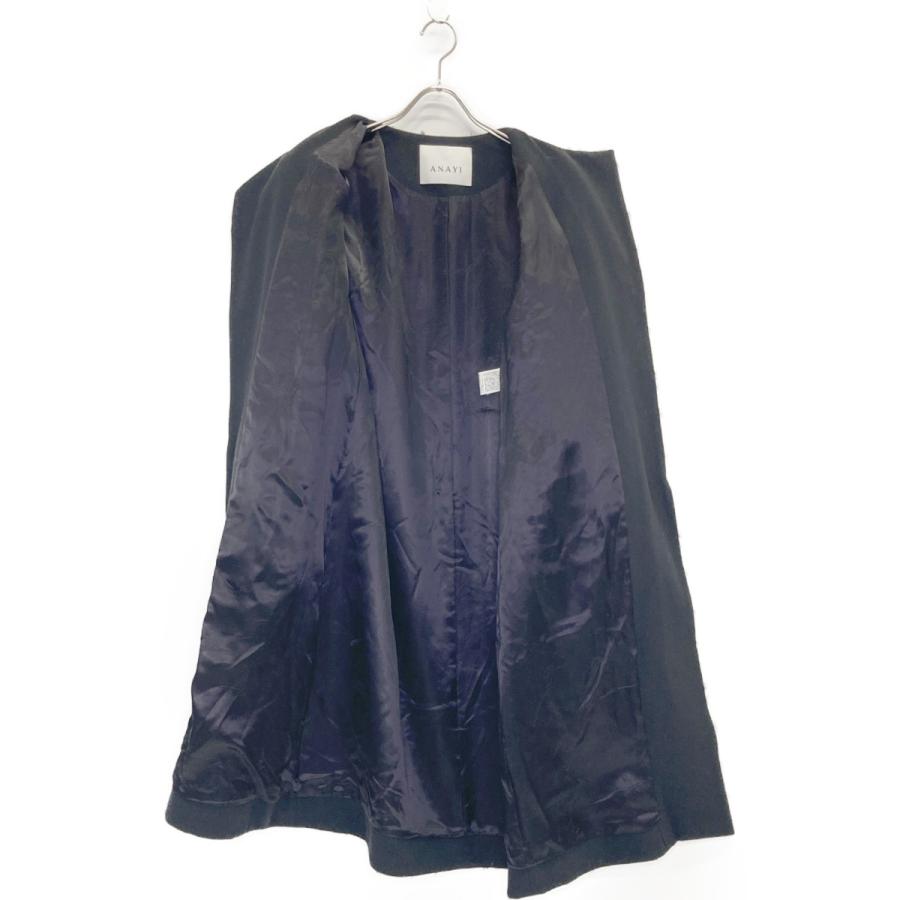 ANAYI（アナイ） ライトベージュ シャギーチェック ノーカラーコート