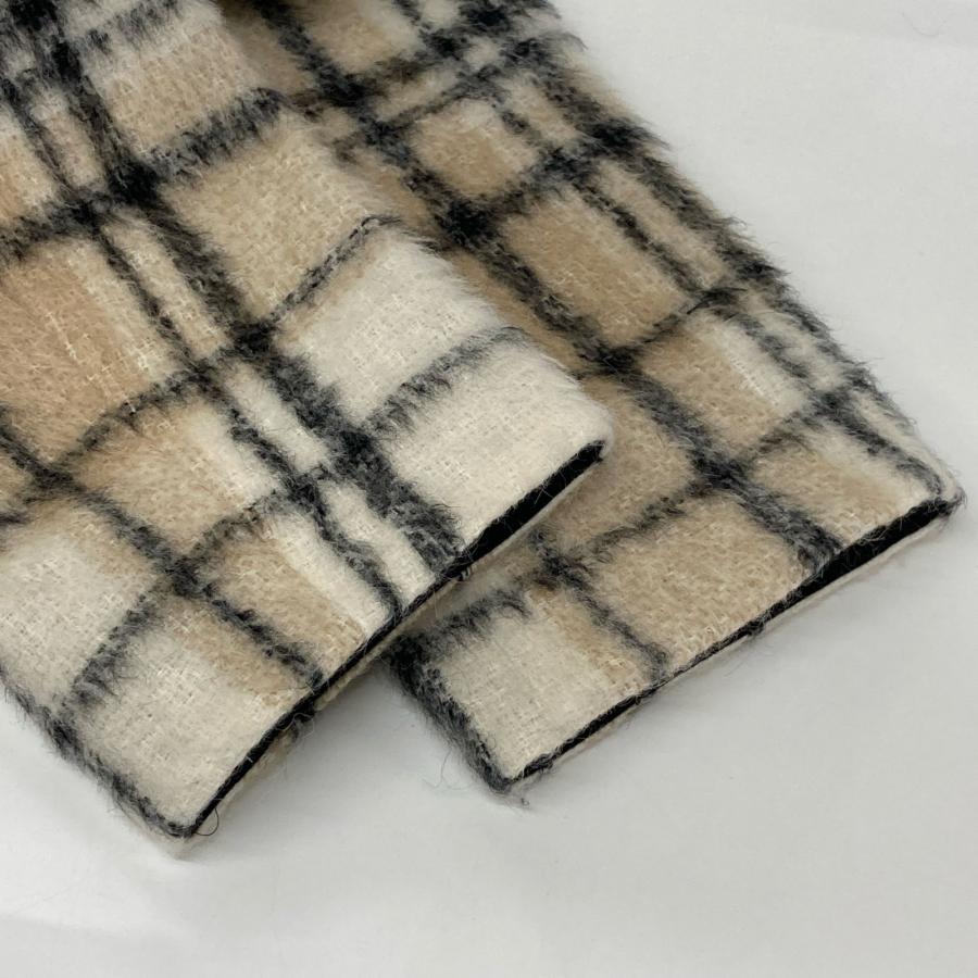 ANAYI（アナイ） ライトベージュ シャギーチェック ノーカラーコート