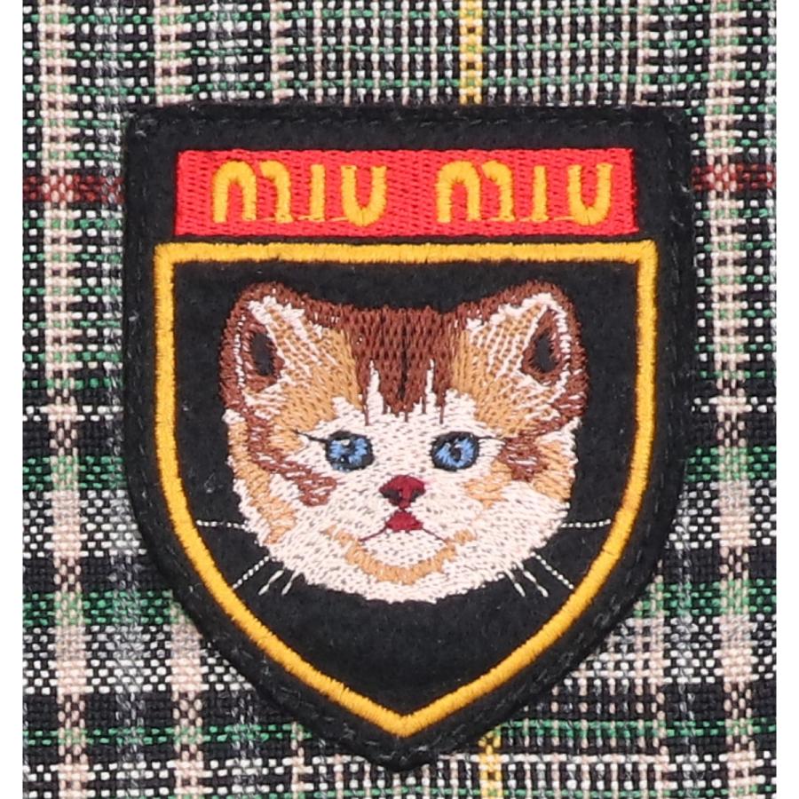 ミュウミュウ 5BF061 キャットワッペン タータンチェック フリース