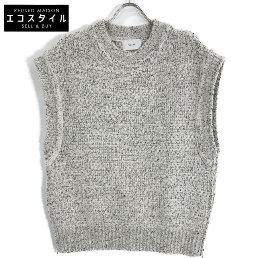 CLANE クラネ 15106-2032 23AW グレー サイドジップツイードニット